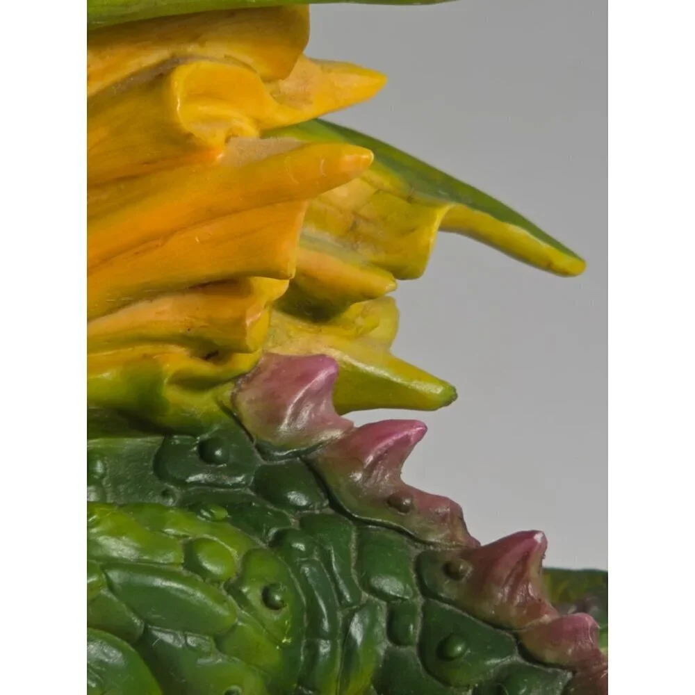Hand Painted Green Dragon Figurine Yellow Accents Crystal Orb Summit Collection